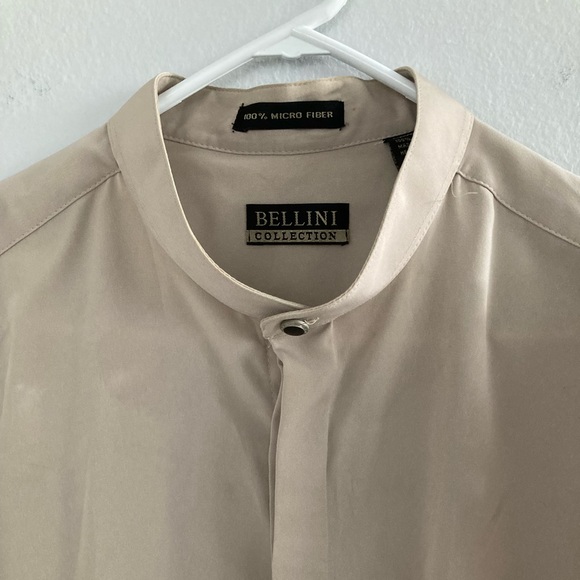 Bellini Collection Men’s Size XL Beige Long Sleeve Button Front Shirt Microfiber - Picture 2 of 7